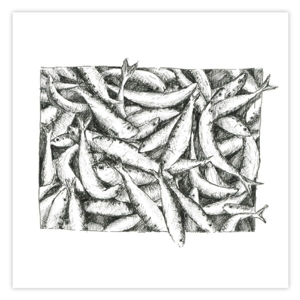 Reproduction dessin mur de sardines